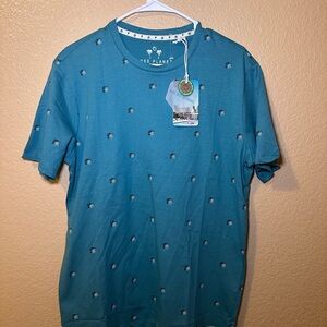 Free Planet Men's Blue Palm Tree Tee